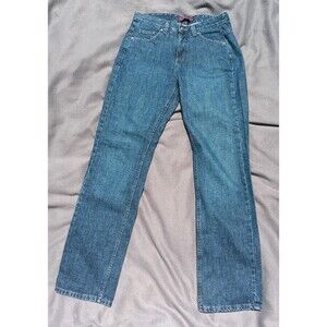 VTG Lee Women’s Riveted Straight Leg Jeans 6 Medium Blue Y2K Denim Western Rodeo